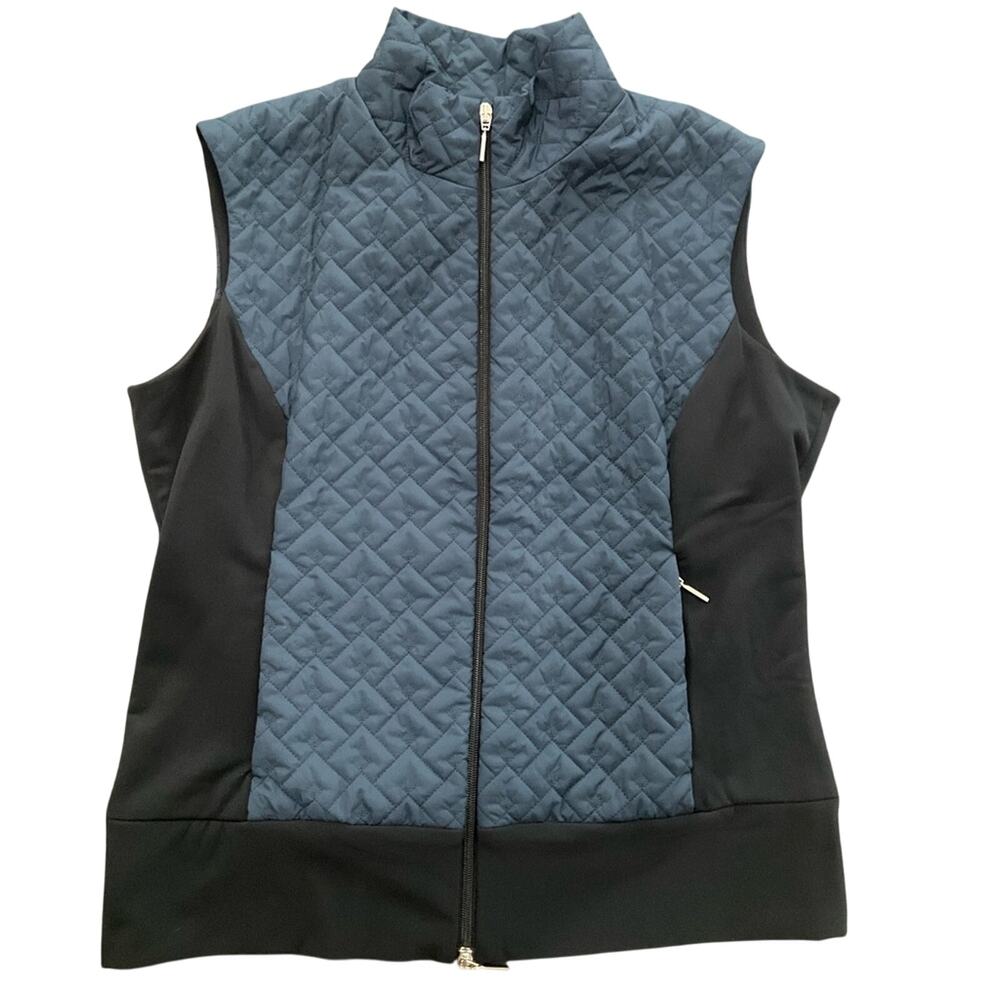 Anatomie Quilted Blue and Black Vest with Stretchy Sides Size XL